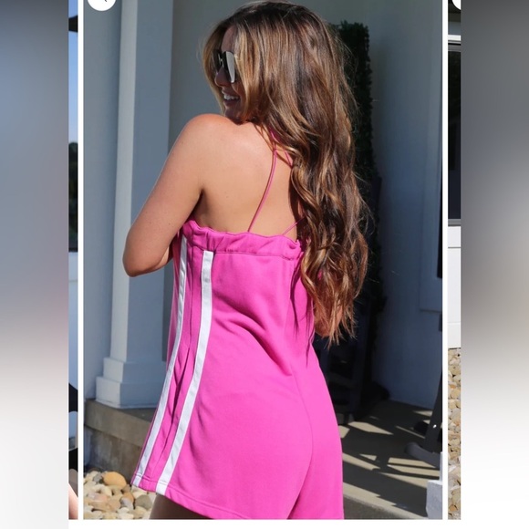 TCEC Romper Size Large Fuchsia Pull On Adjustable Toggle Spaghetti Straps - Picture 2 of 13